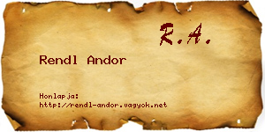 Rendl Andor névjegykártya